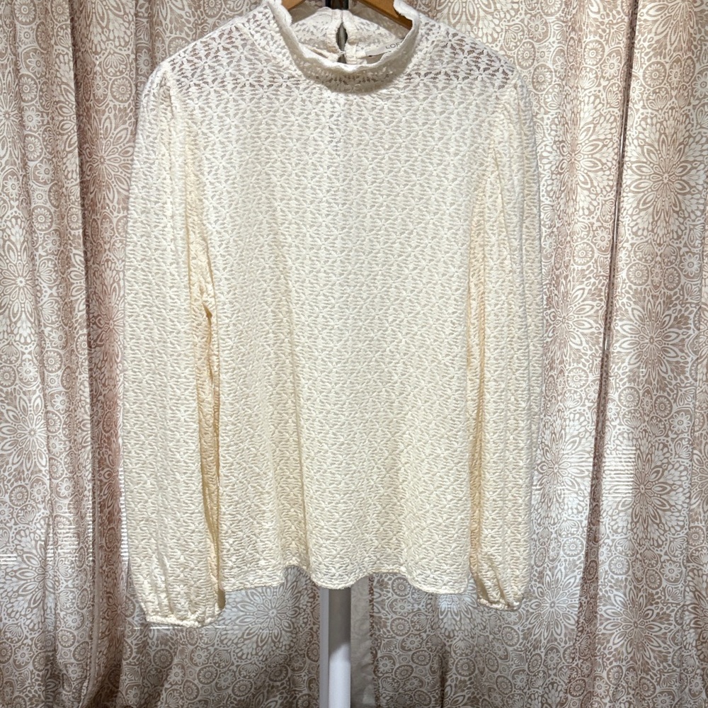 LOFT Cream Textured Women's Blouse